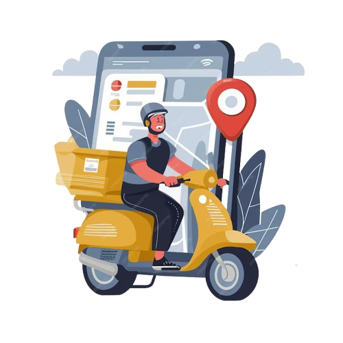 2d vector illustration courier wearing shirt is delivering package mobile with location gps_918459 34414 removebg preview 1