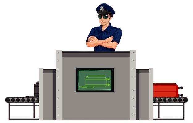 airport baggage scanner with security guard_1308 101870 removebg preview